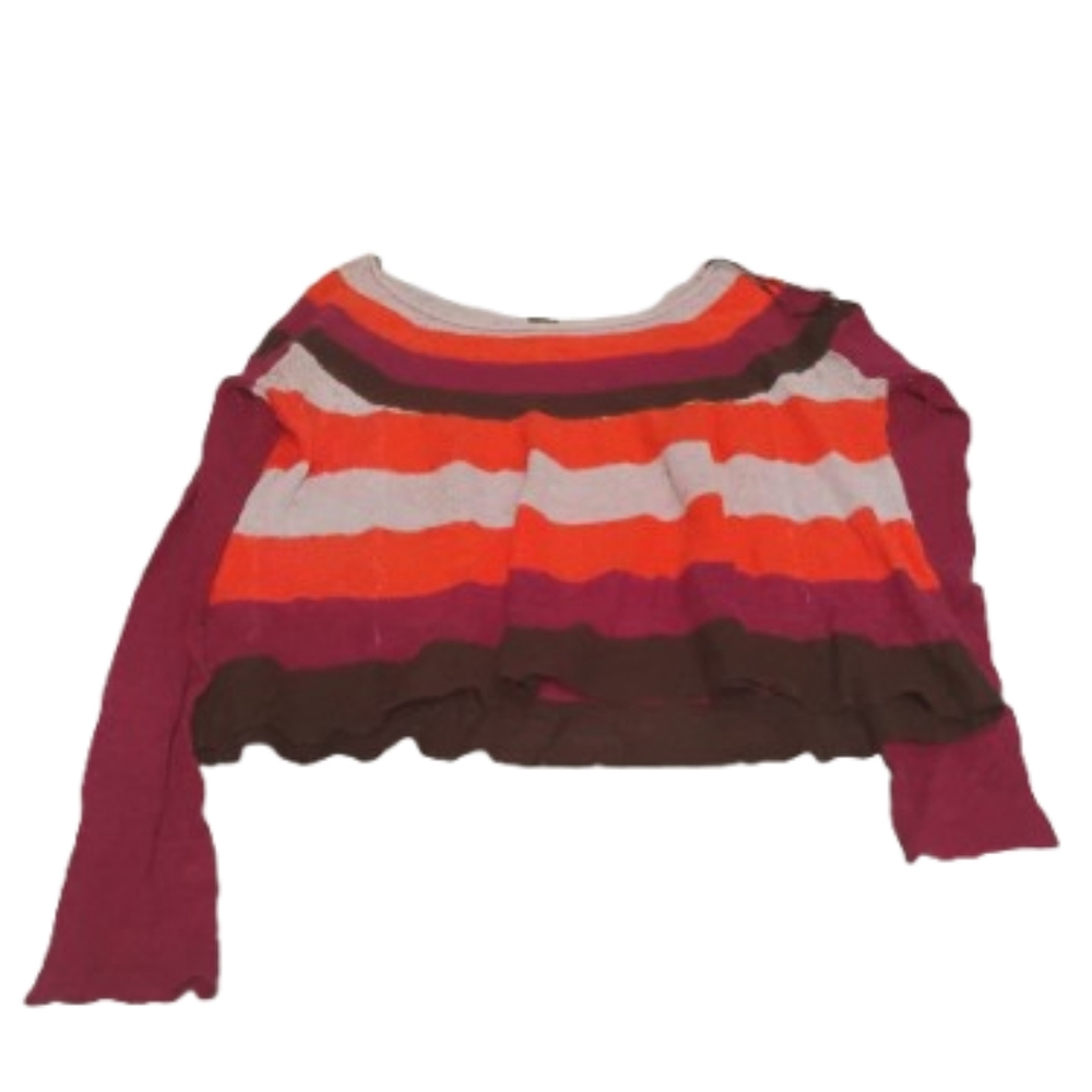 Free People Womens Wool Blend Long Sleeve Striped Sweater Sz L